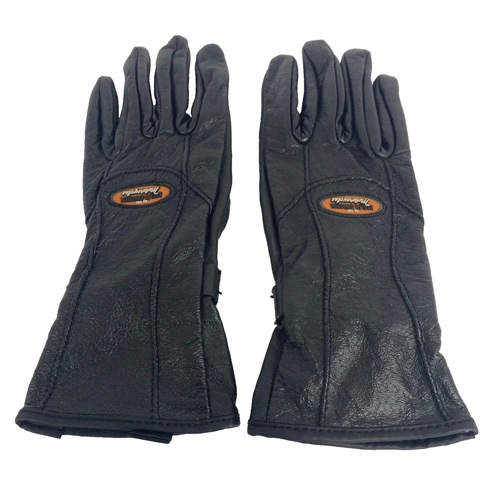 Vtg. Genuine Harley Davidson Women's M Black Leather Gloves Motorcycle Ladies